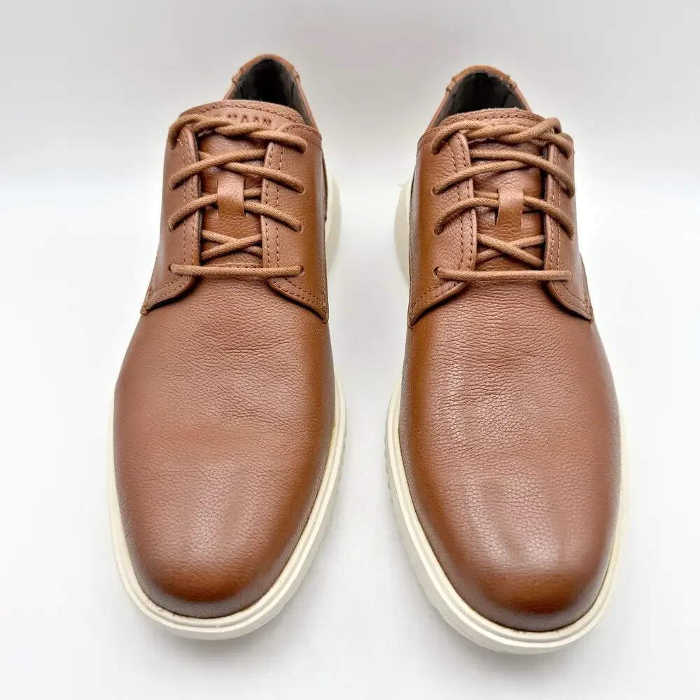 Cole Haan Mens Grand Plain Toe Oxford Shoes Size 9.5 Brown Tumbled Leather NIB